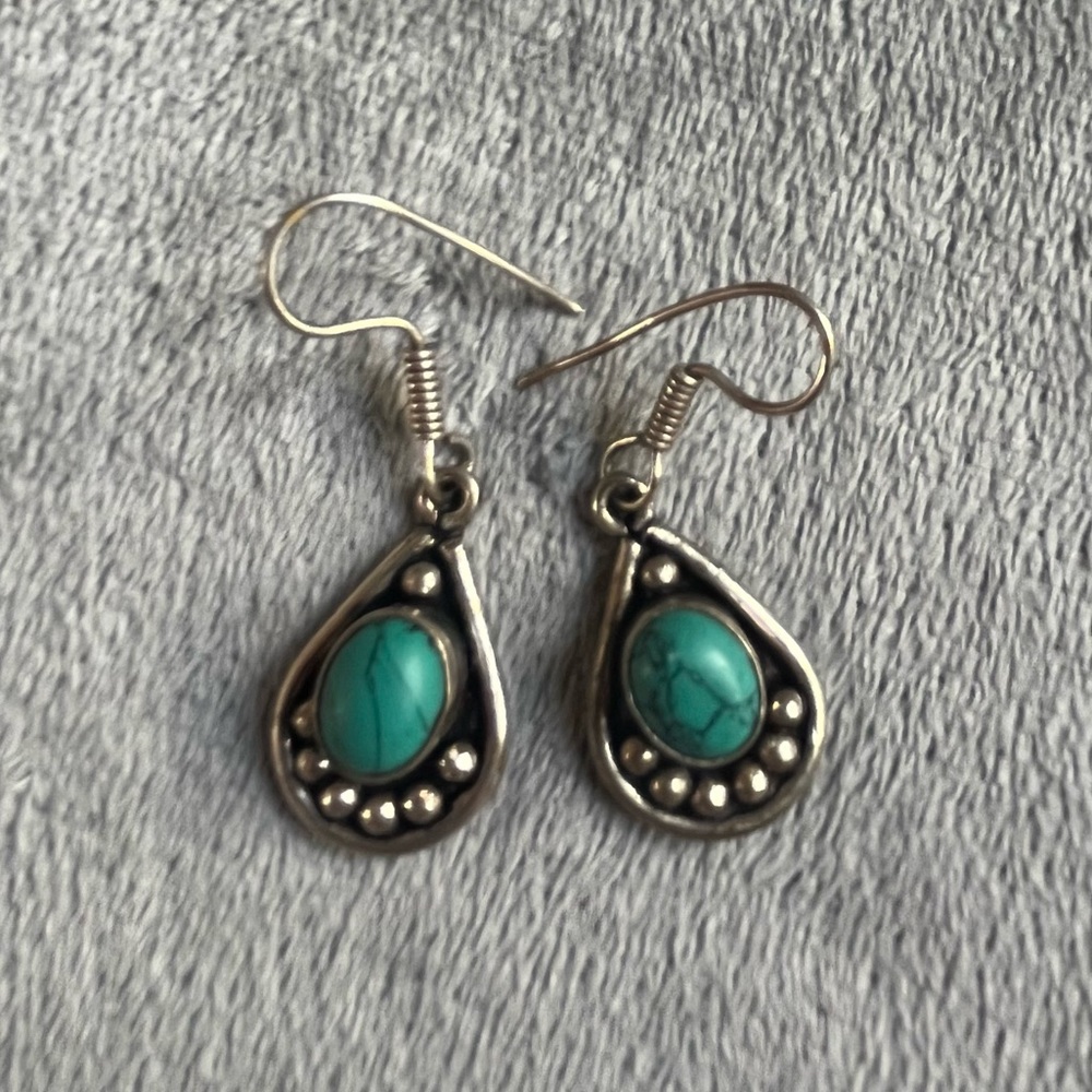 Turquoise and Metal Earrings